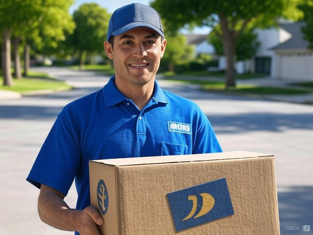 Service business delivery worker handling inventory for a customer job